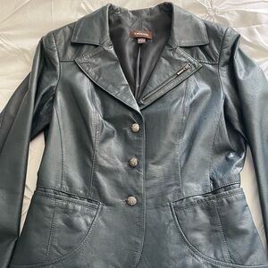 Danier Women's Dark Blue Leather Blazer